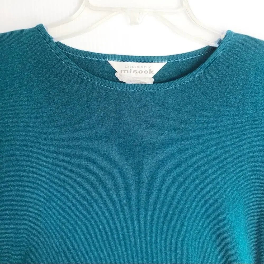 Misook Basic Casual Knit Top Turquoise - Picture 3 of 6